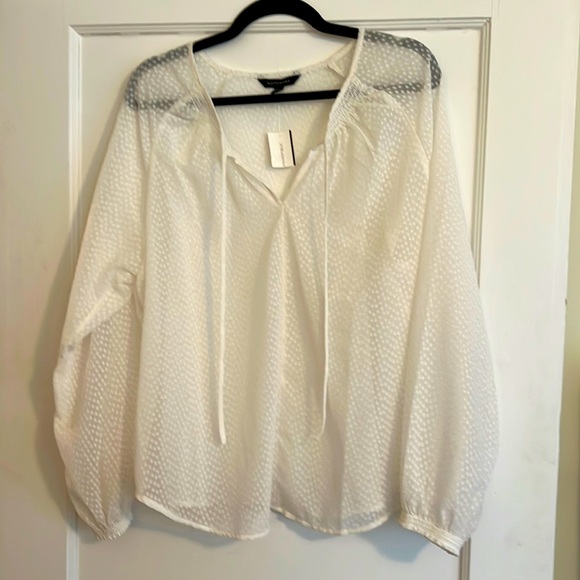Banana Republic Tops 3 Off 2 Banana Republic Xl Sheer Peasant Blouse Tie Front Xl Cream New